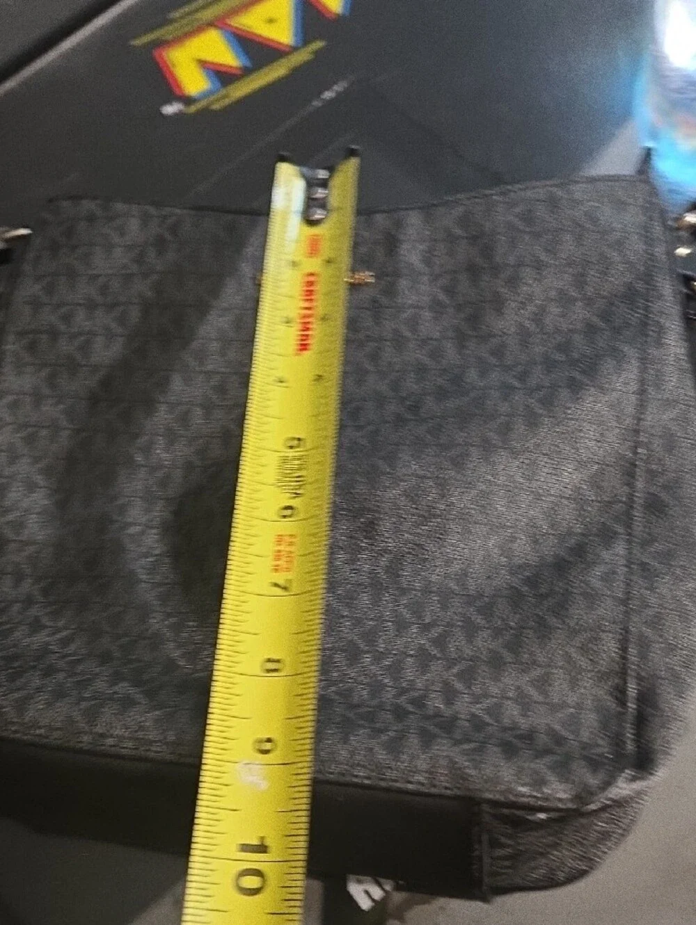 Michael Kors Black and Gold MK Monogram Crossbody Bag